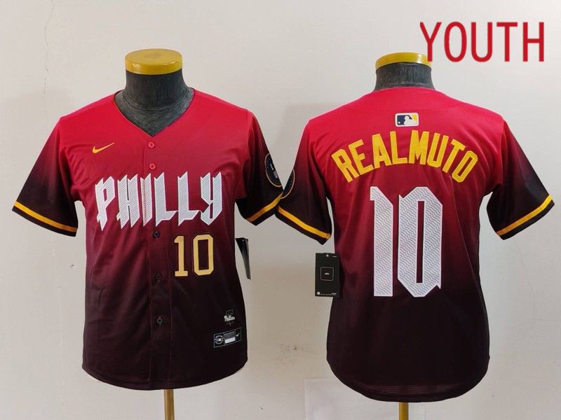 Youth Philadelphia Phillies 10 Realmuto Red City Edition 2024 Nike MLB Jersey style 3